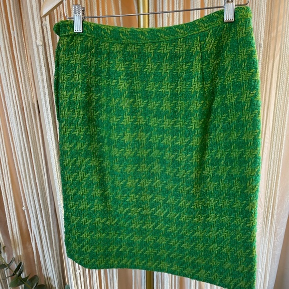 Vintage Green and Yellow Houndstooth Skirt - Picture 3 of 6